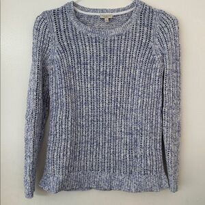 Talbots Light Blue White Marled Open-Weave Crewneck Knit Sweater